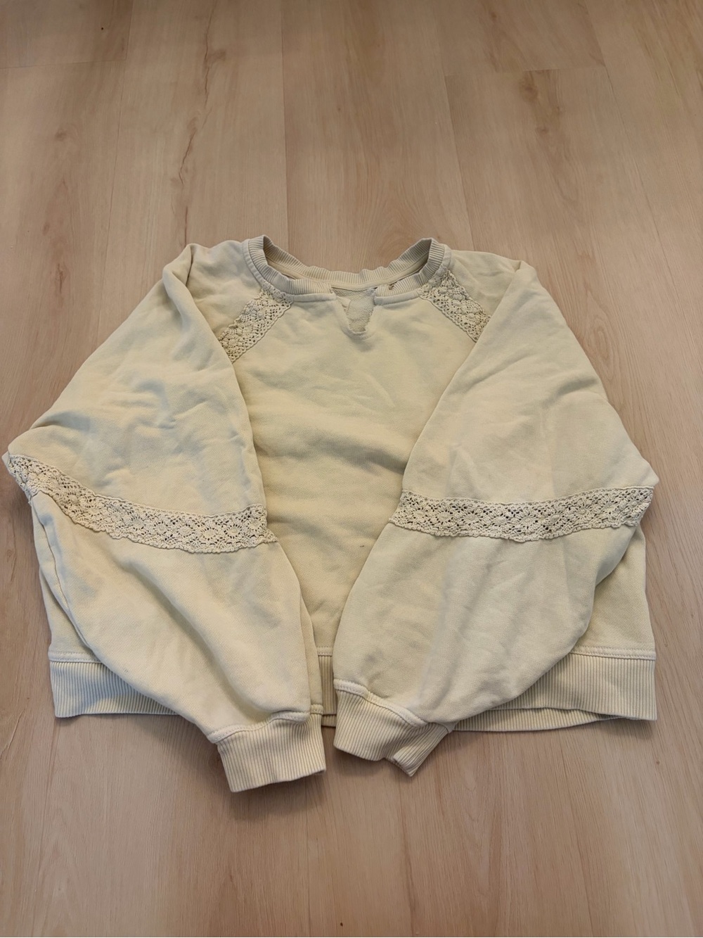 Aerie Crochet-Trim Yellow Sweatshirt
